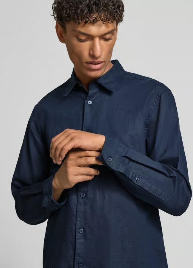 Selected Homme regular fit vrijetijdsoverhemd van mix van katoen en linnen model 'CLAY LINENBLEND' - Foto 5