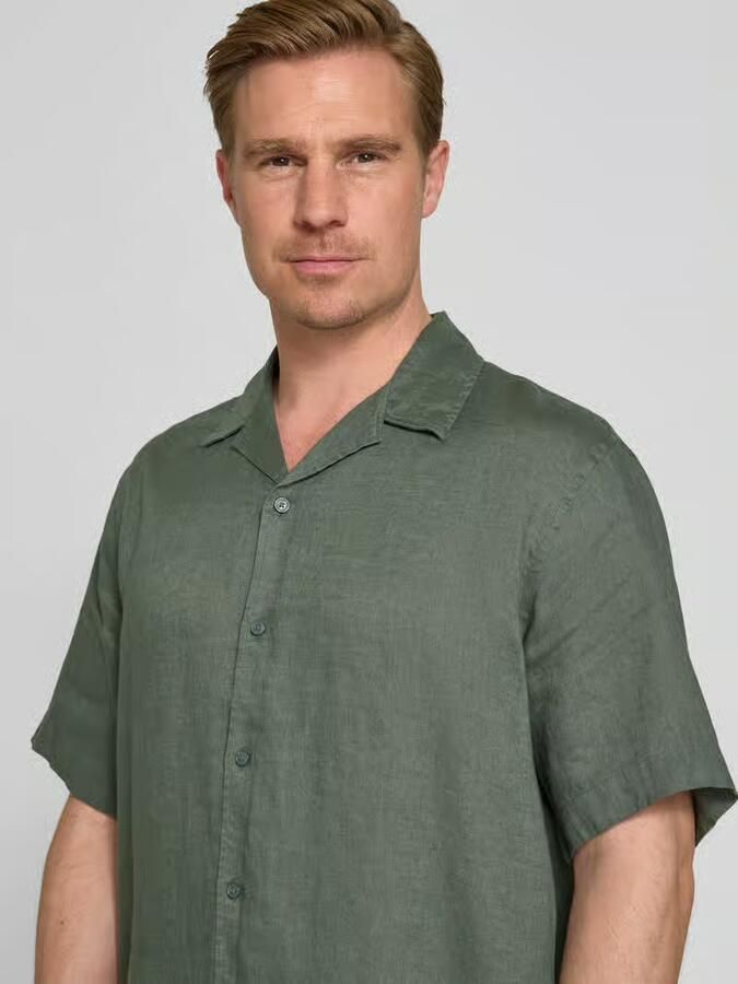 Selected relaxed fit linnen overhemd met resortkraag model 'KYLIAN'