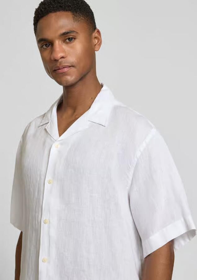 Selected relaxed fit linnen overhemd met resortkraag model 'KYLIAN'