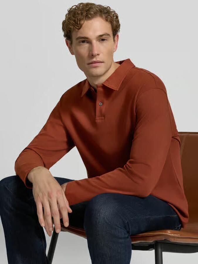 Selected relaxed fit poloshirt van katoenmix model 'AIDEN'
