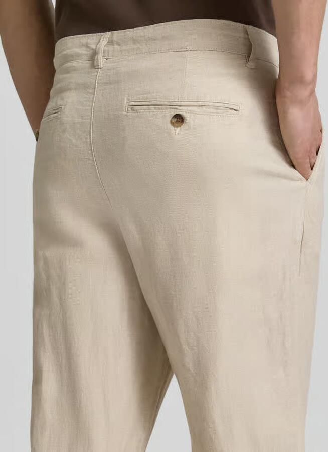 Selected Homme relaxed fit stoffen broek van mix van katoen en linnen model 'RON'