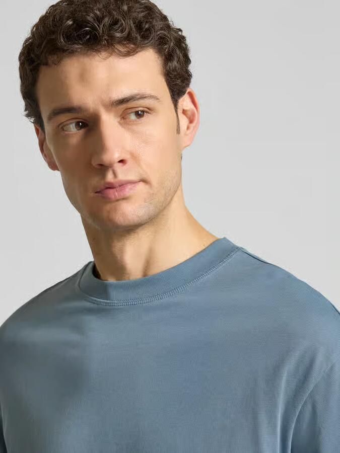 SELECTED MEN Heren Polo's & T-shirts Slhrelaxaspen 2-ply Ss O-neck Noos Blauw - Foto 5