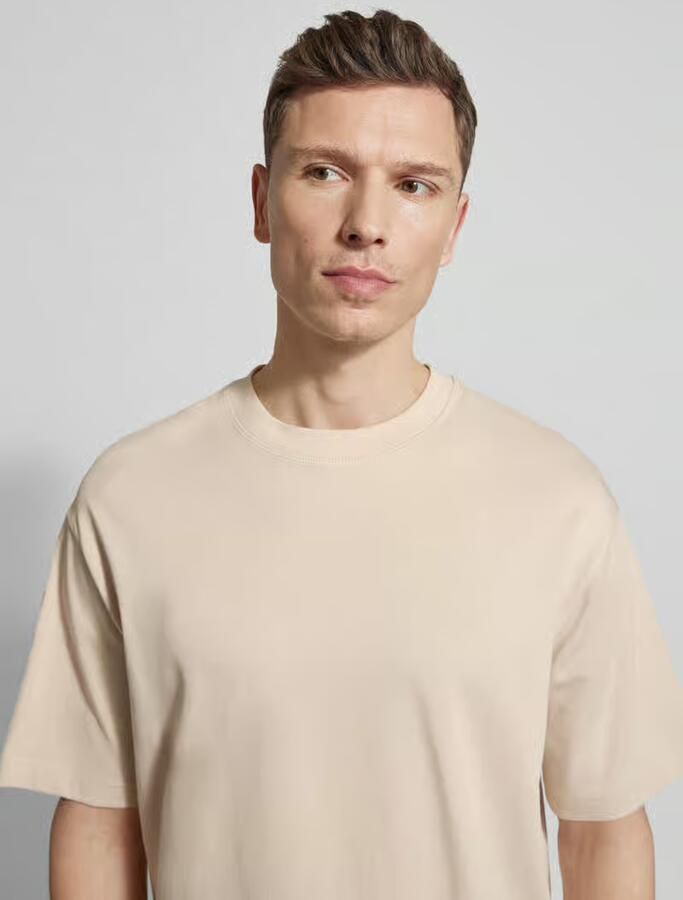 SELECTED MEN Heren Polo's & T-shirts Slhrelaxaspen 2-ply Ss O-neck Noos Beige - Foto 7
