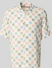 Selected relaxed fit vrijetijdsoverhemd van pure viscose model 'HOTEL AMOUR STAMPS'