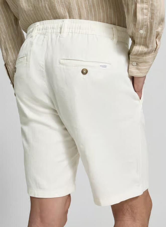 Selected Homme regular fit chino-shorts van mix van katoen en linnen model 'BRODY' - Foto 4