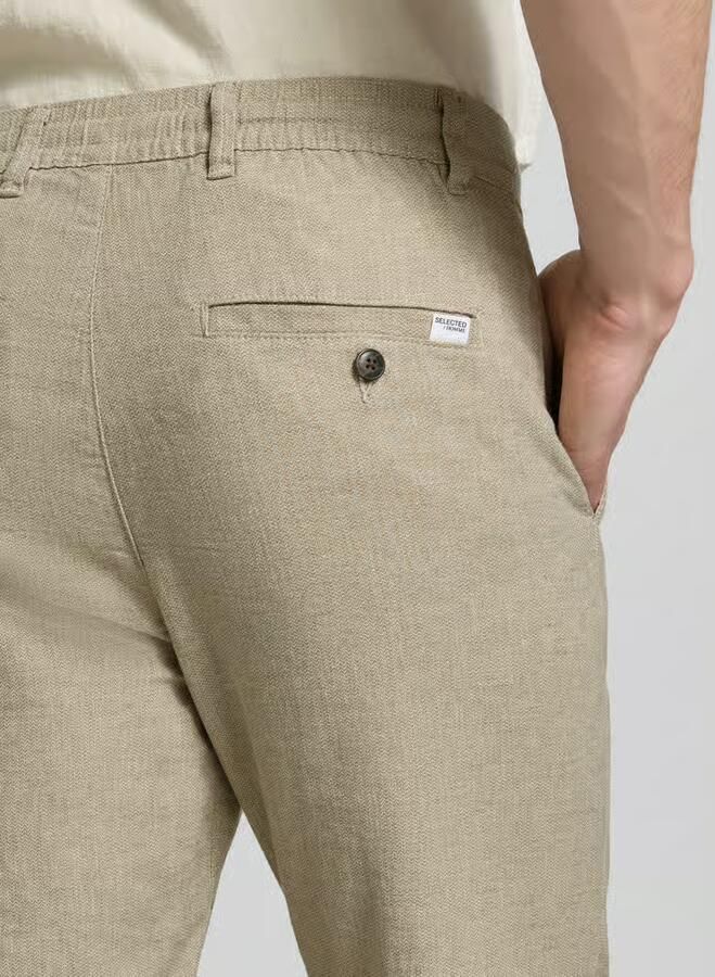 Selected Homme slim fit broek van mix van katoen en linnen model 'BRODY'