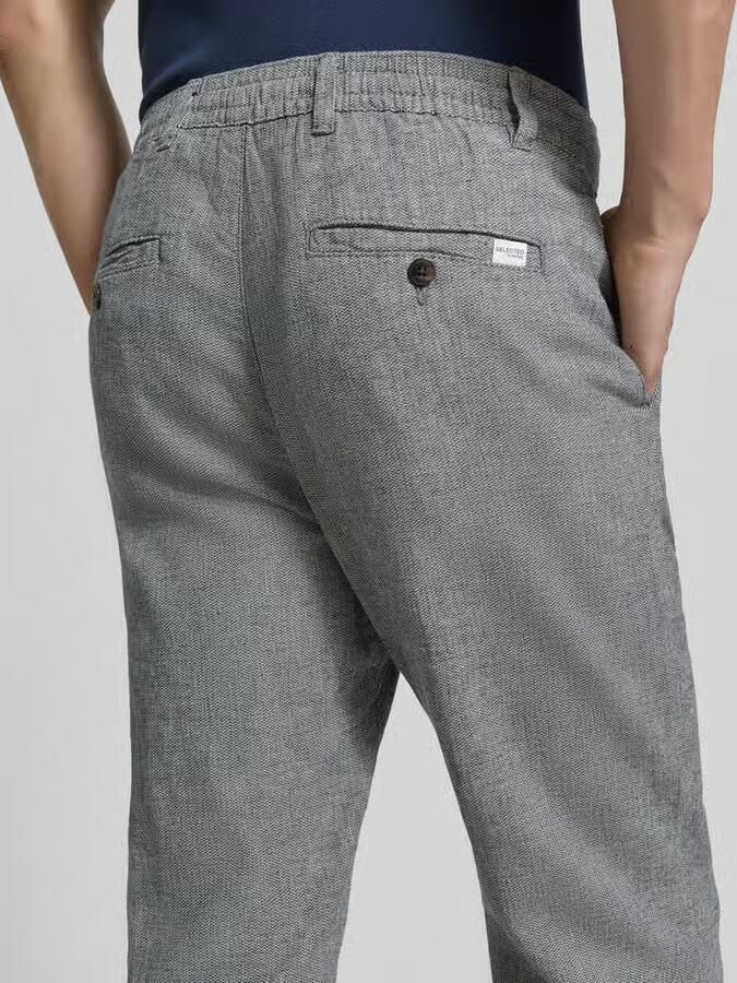 Selected Homme slim fit broek van mix van katoen en linnen model 'BRODY' - Foto 4