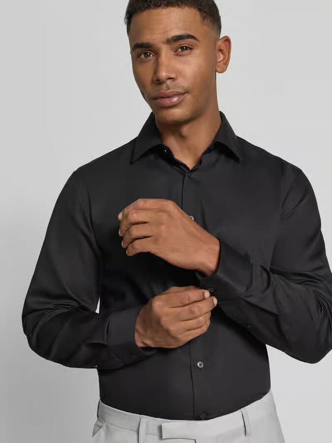 Selected slim fit zakelijk overhemd van katoenmix model 'FILIP' - Foto 4
