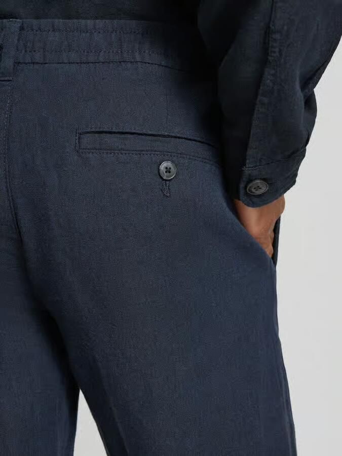 Selected Homme Regular fit linnen broek met persplooien model 'LEROY'