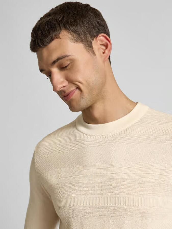 Selected Homme Wollen pullover met structuurmotief model 'TRAY'