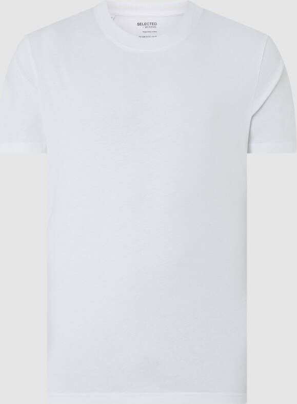 Selected Homme Geribbelde Ronde Hals Korte Mouw T-shirt White Heren