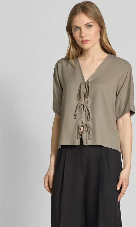 SELECTED WOMEN Dames Blouses Slfnatuk 2 4 Boxy Tie Top Groen - Foto 8