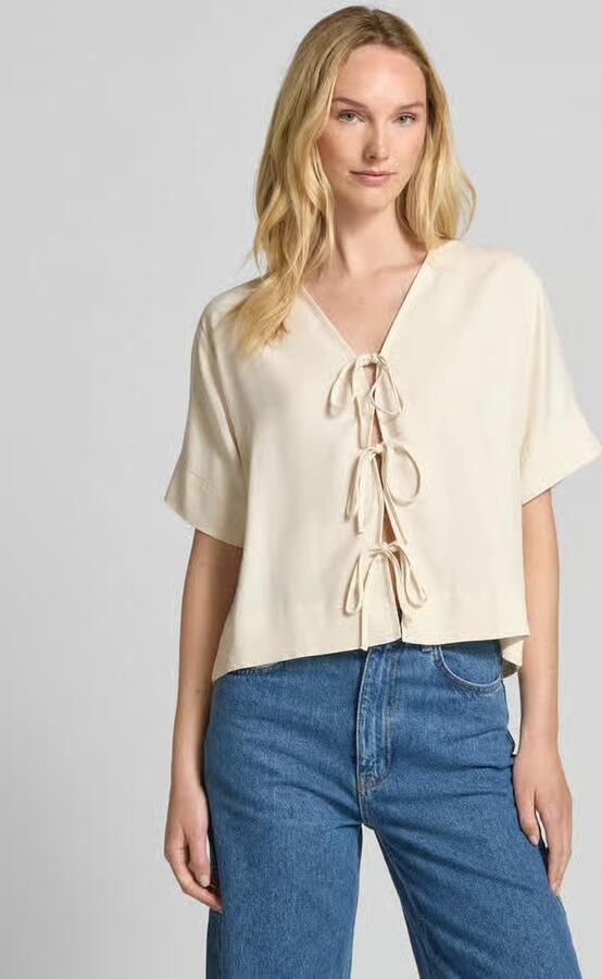 Selected Femme Blouseshirt met vetersluiting model 'NATUK' - Foto 3