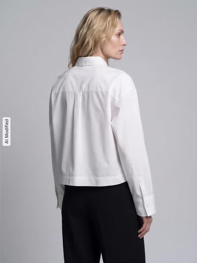Selected boxy fit blouse met lange mouwen van puur katoen model 'DANNIE' - Foto 2