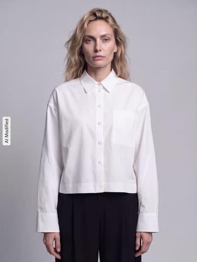 Selected boxy fit blouse met lange mouwen van puur katoen model 'DANNIE' - Foto 3