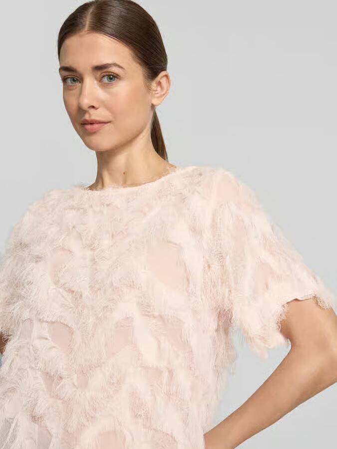 Selected boxy fit blouseshirt met franjes-design model 'MYLINE'