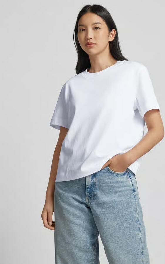 Selected boxy fit T-shirt van katoen- en viscosemix model 'ESSENTIAL' - Foto 6