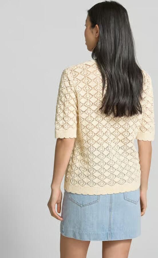 Selected regular fit gebreid jack van puur katoen model 'SOFIA'