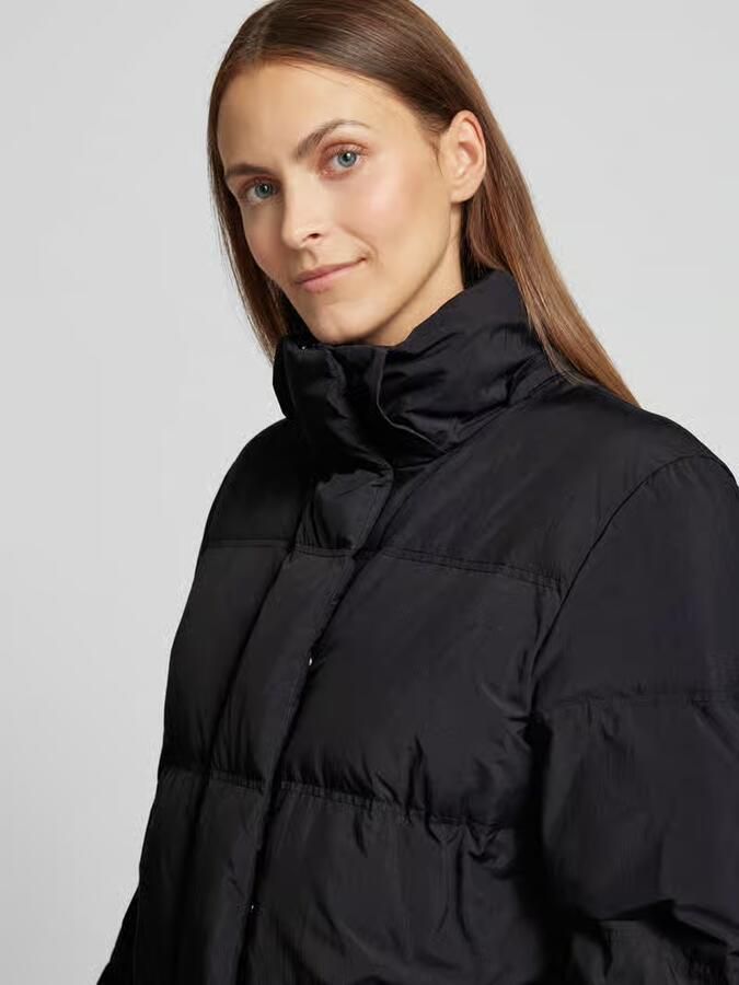Selected Femme Gewatteerde lange jas met blinde ritssluitingsoverslag model 'SOFIE'