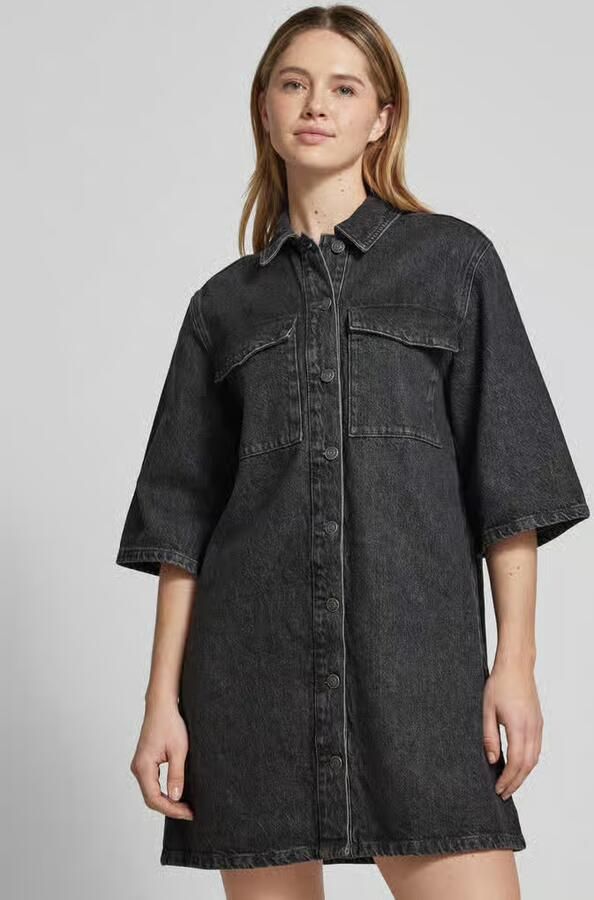 Selected Knielange jeansjurk met paspelzakken op de borst model 'HARPER' - Foto 2