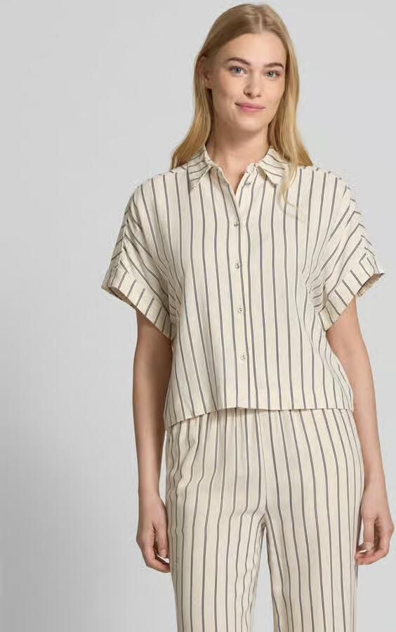 Selected Femme Korte blouse van een mix van viscose en linnen model 'VIVA' - Foto 2