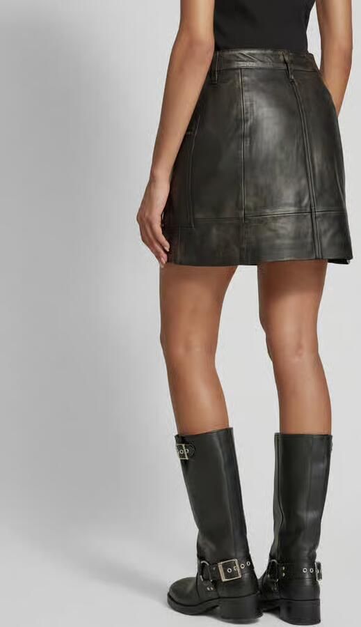 Selected Leren rok met ritszakken model 'NANA' - Foto 3