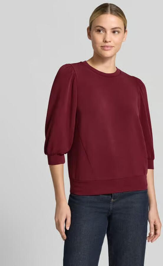 Selected Women oversized sweater met plooien donkerrood - Foto 9