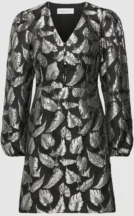 SELECTED FEMME Dames Jurken Slfpaula Silver Leaf Ls Short Dress Zilver - Foto 2