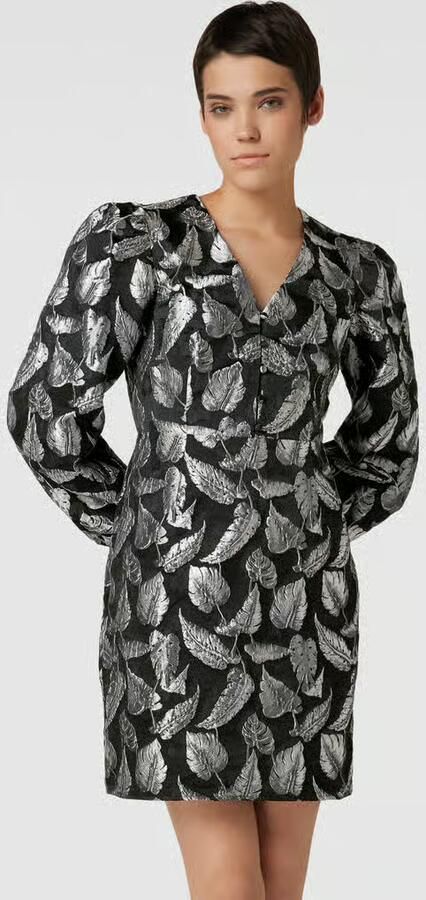 SELECTED FEMME Dames Jurken Slfpaula Silver Leaf Ls Short Dress Zilver - Foto 3