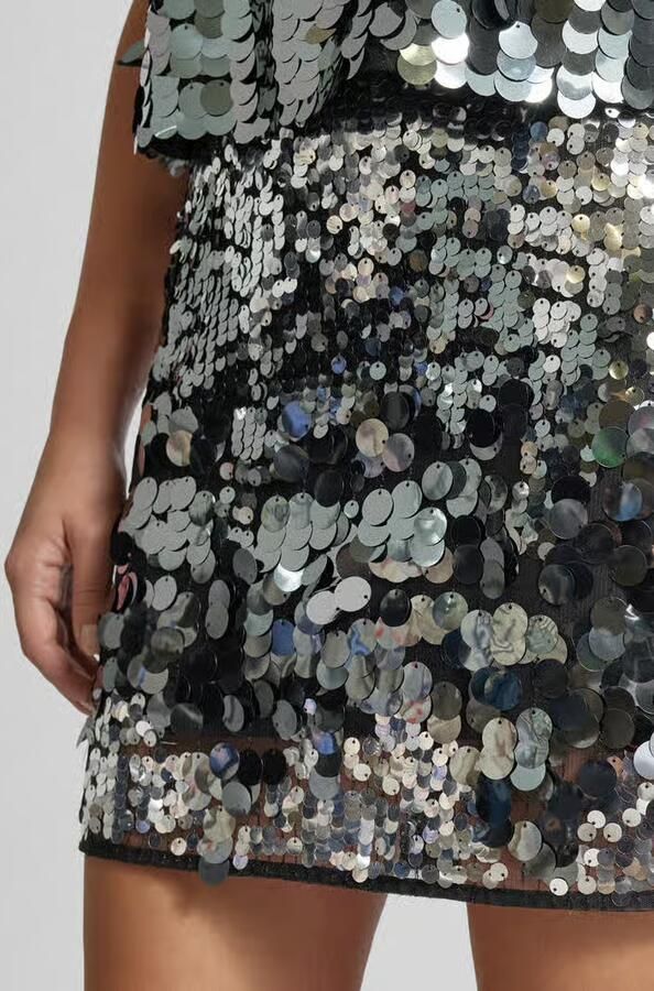 Selected Femme Sequin Mini Rok voor Glamoureuze Avonden Gray Dames - Foto 6