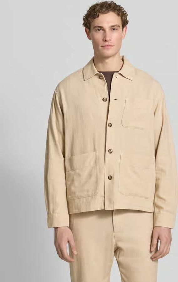Selected Oversized overshirt van mix van katoen en linnen model 'OTTO BRODY' - Foto 4