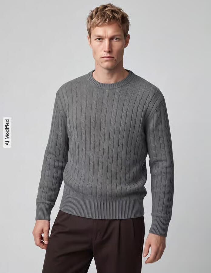Selected Pullover met kabelpatroonstructuur - Foto 3