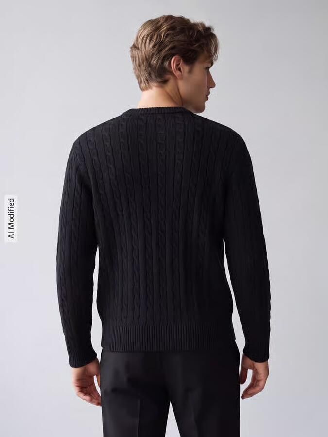 Selected Pullover met kabelpatroonstructuur - Foto 2