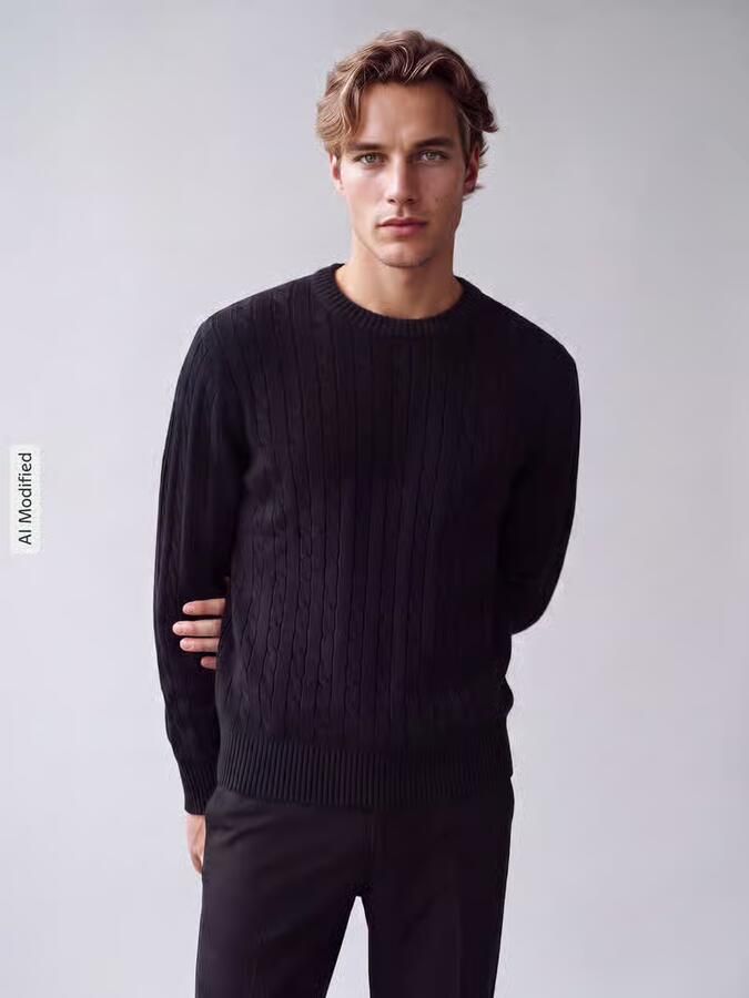 Selected Pullover met kabelpatroonstructuur - Foto 3