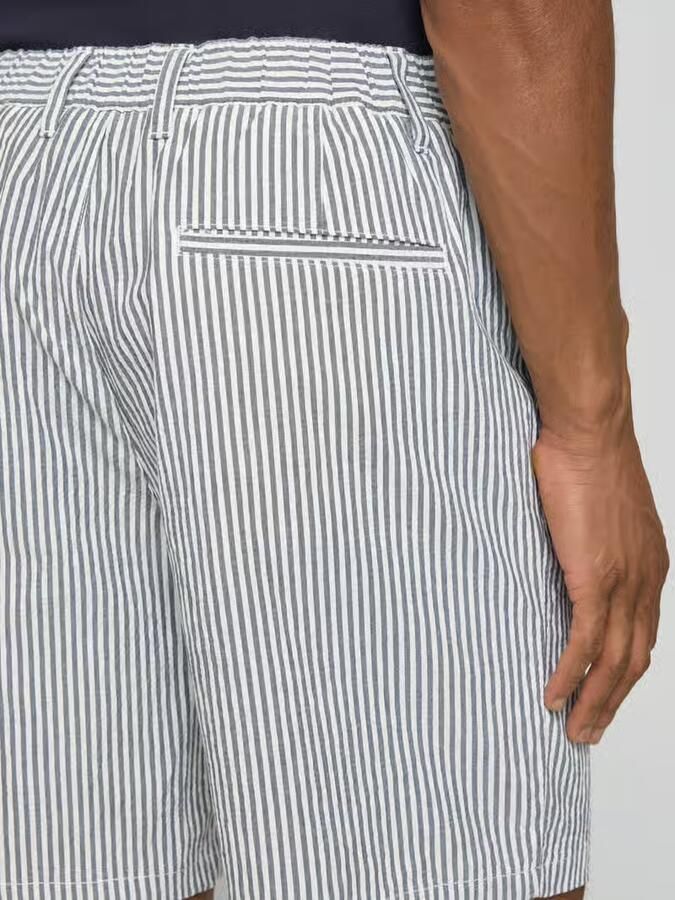 Selected SLHREGULAR-KARL regular waist gestreepte chino short seersucker donkerblauw - Foto 3