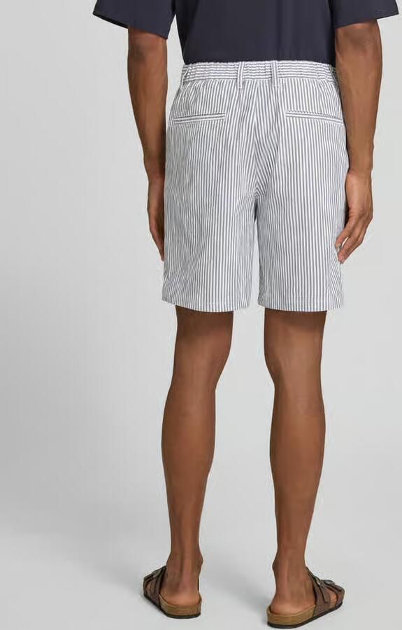 Selected SLHREGULAR-KARL regular waist gestreepte chino short seersucker donkerblauw - Foto 4