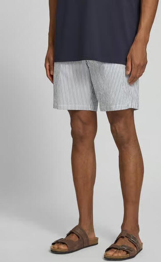 Selected SLHREGULAR-KARL regular waist gestreepte chino short seersucker donkerblauw - Foto 5
