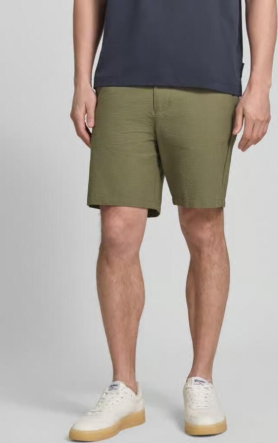 SELECTED MEN Heren Broeken Slhregular-karl Seersucker Shorts Noos Olijf - Foto 7