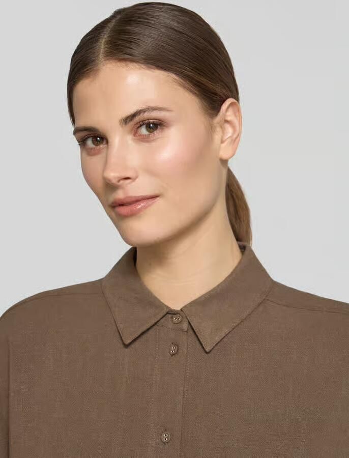 Selected regular fit blouse van een viscose-linnenmix model 'VIVA'