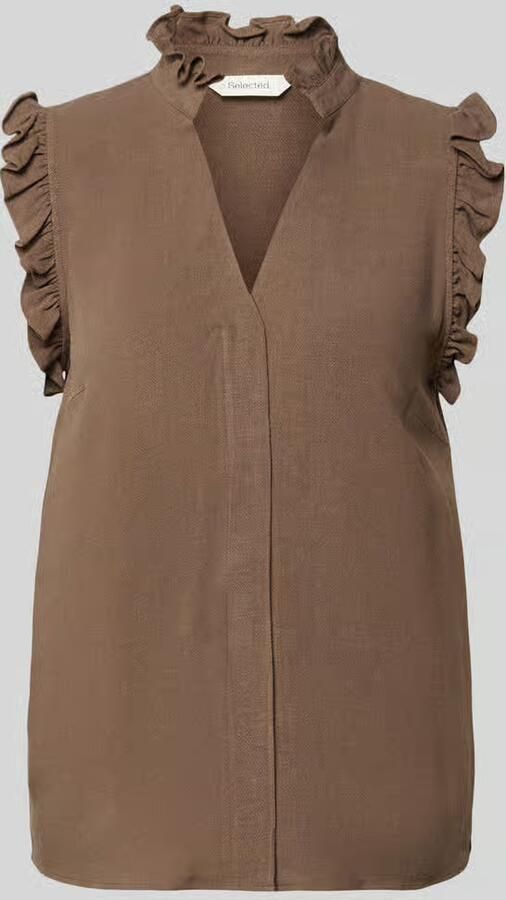Selected regular fit blousetop van viscose-linnenmix model 'VIVA' - Foto 3