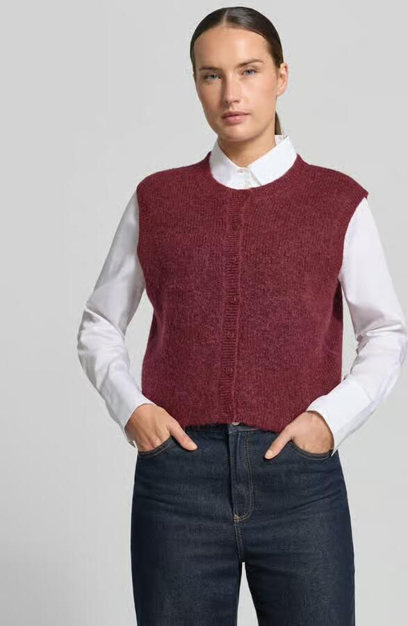 SELECTED WOMEN Dames Truien & Vesten Slflulu Sl Button O-neck Vest Bordeaux - Foto 6