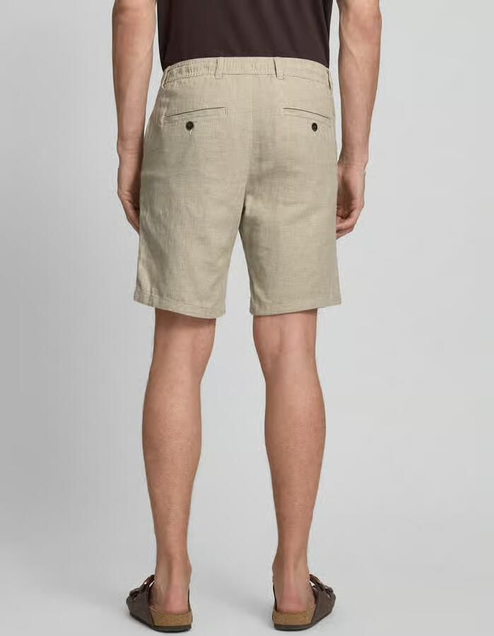 Selected Homme regular fit chino-shorts van mix van katoen en linnen model 'BRODY' - Foto 3