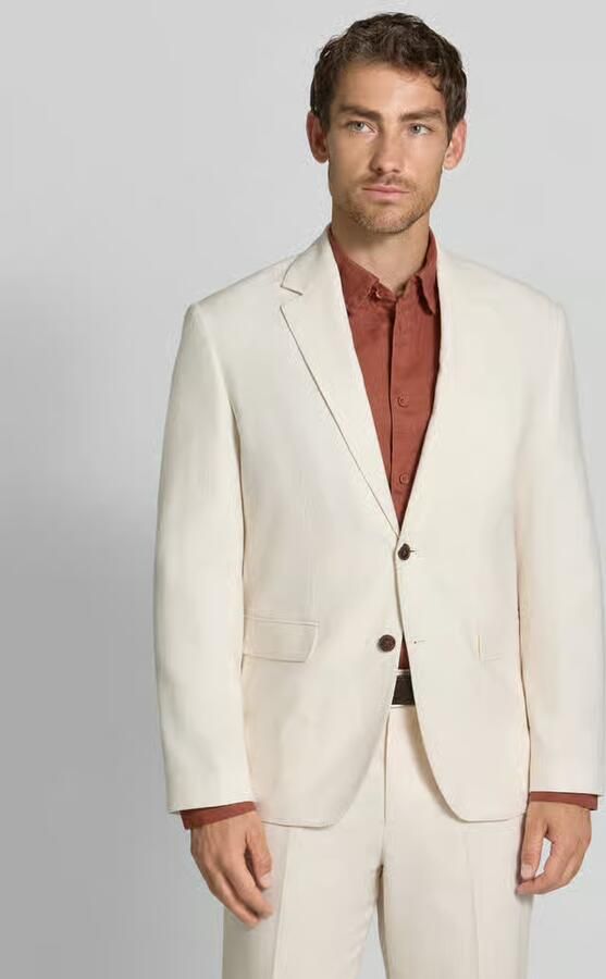 Selected regular fit colbert van mix van katoen en linnen - Foto 3
