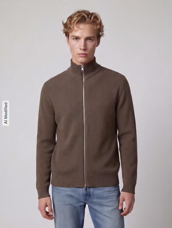 Selected Regular fit gebreid jack van puur katoen model 'DANE' - Foto 3