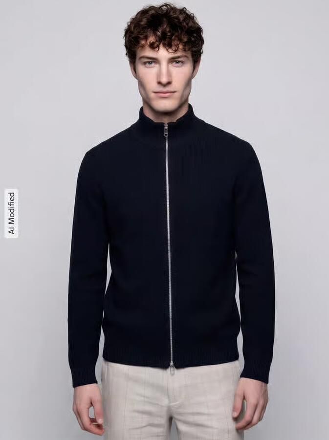 Selected Homme Regular fit gebreid jack van puur katoen model 'DAME' - Foto 3