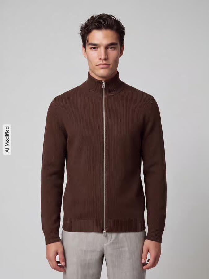 Selected Regular fit gebreid jack van puur katoen model 'DANE' - Foto 3