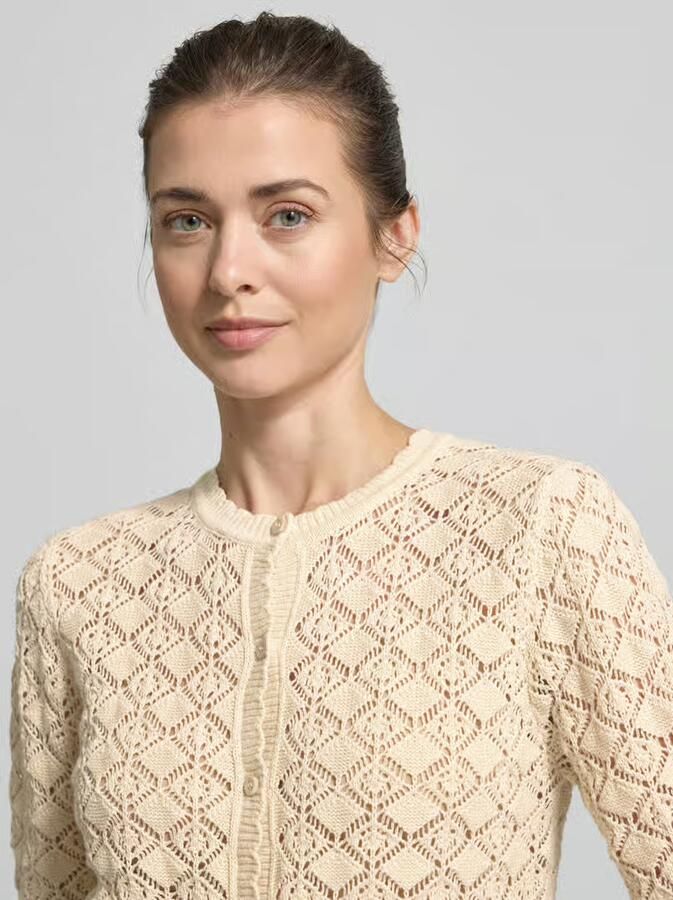 Selected regular fit gebreid jack van puur katoen model 'SOFIA'