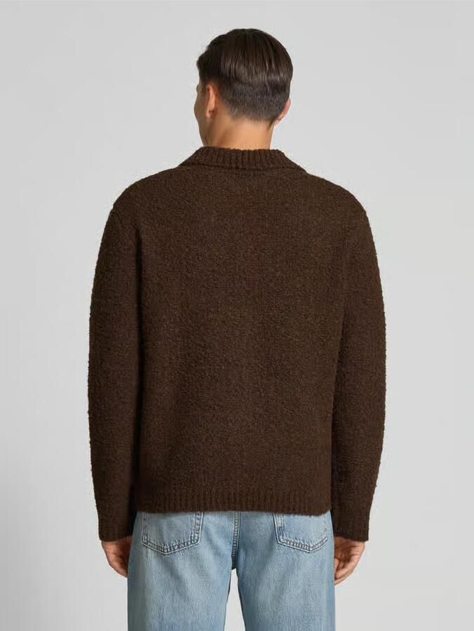 SELECTED MEN Heren Truien & Vesten Slhloyd Ls Knit Boucle Polo Bruin - Foto 5