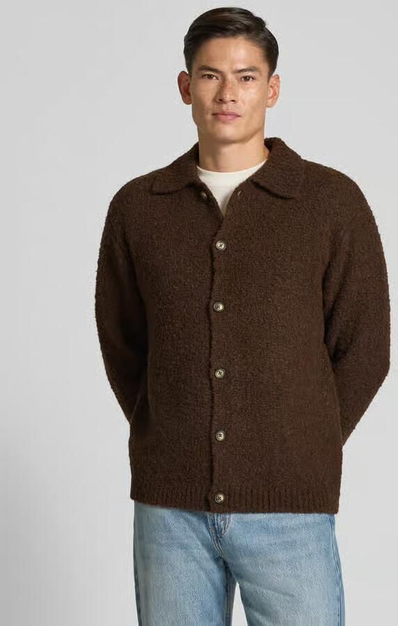 SELECTED MEN Heren Truien & Vesten Slhloyd Ls Knit Boucle Polo Bruin - Foto 6