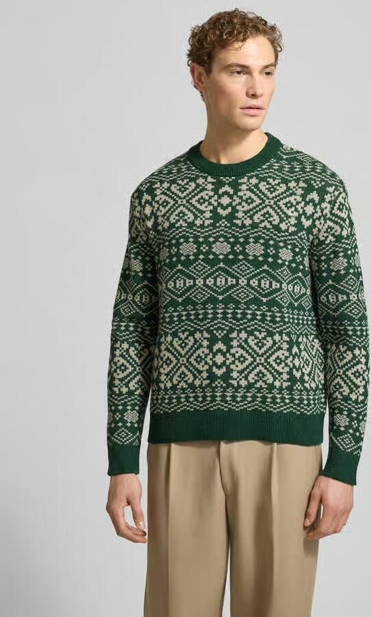 SELECTED MEN Heren Truien & Vesten Slhholger Ls Knit Jaquard Crew Neck Multi - Foto 6